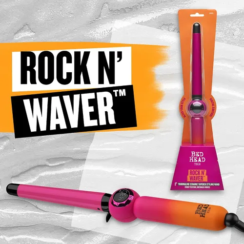 Vista 5 de Bed Head Rock N' Waver - Varita rizadora digital cónica, aspecto natural, ondas texturizadas, (3/4-1 pulgada)