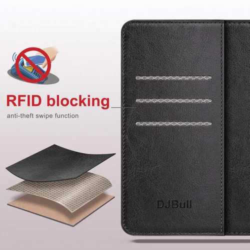 Vista 4 de DJBull Funda tipo cartera desmontable 2 en 1 para iPhone 14 Plus de 6.7 pulgadas con tarjetero de crédito con bloqueo RFID, funda protectora de piel