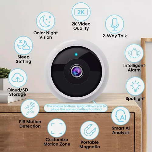Vista 2 de VicoHome CG9 - Cámara inalámbrica para exteriores - Cámara de seguridad WiFi HD 2K, audio de 2 vías, visión nocturna a color, alimentada por