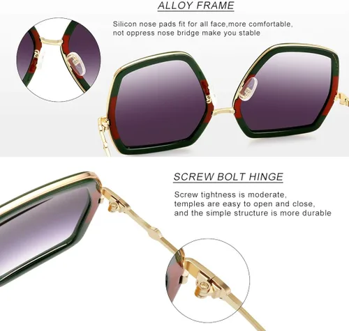 Vista 5 de WOWSUN Oversized Big Fashion Sunglasses for Women Irregular Large Shades UV Protection
