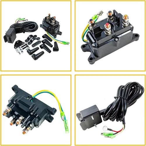 Vista 7 de Contactor de relé de solenoide de cabrestante de 12V 250A con tapas de terminales e interruptor de pulgar del balancín del cabrestante con soportes