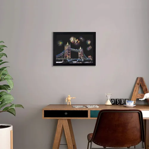 Vista 3 de Arte para rascar y bosquejar para niños y adultos, pintura arco iris, vista nocturna, rascador (A4), arte y manualidades, 4 hojas de tarjetas