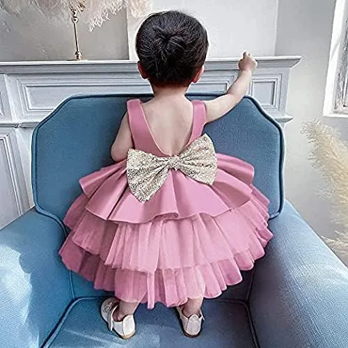 Vista 5 de TUIJI 6M-5T - Vestidos de flores con lazo para bebés y niñas sin espalda para fiesta de boda boda fiesta lentejuelas