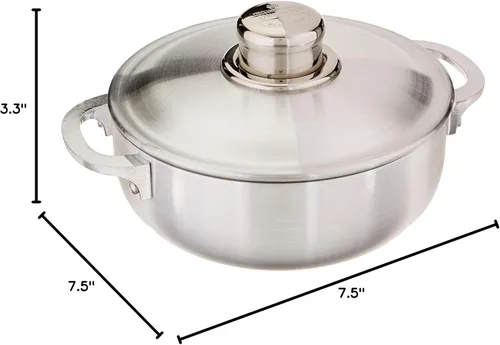 Vista 3 de Uniware Caldero de aluminio de calidad estupenda/olla común con tapa de aluminio, grosor 0.118 in, 1.7 QT