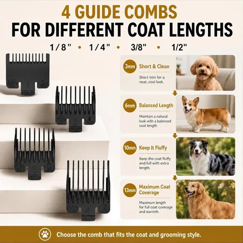 Vista 4 de Cortapelos para perros para cabello grueso, kit de aseo inalámbrico