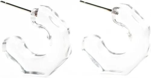 Vista 8 de Leetie Lovendale Gracie Hugger - Aretes de aro hipoalergénicos para mujer, hechos con acero quirúrgico y Lucite, ligeros y cómodos, hechos a mano