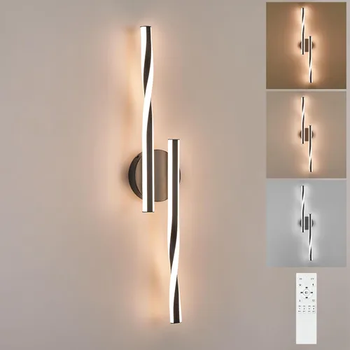 Vista 18 de Benkut - Aplique de pared LED moderno negro remoto para baño