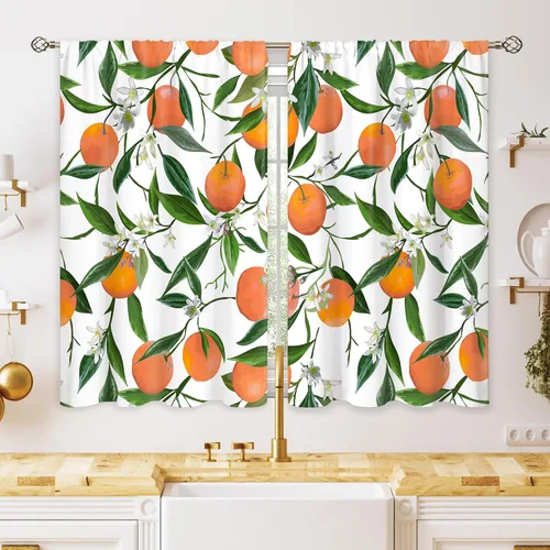 Vista 17 de Cortinas de cocina pequeñas de montaña abstracta verde azulado, tratamiento de ventana de montaña, naturaleza, puesta de sol, paisaje, cafetería