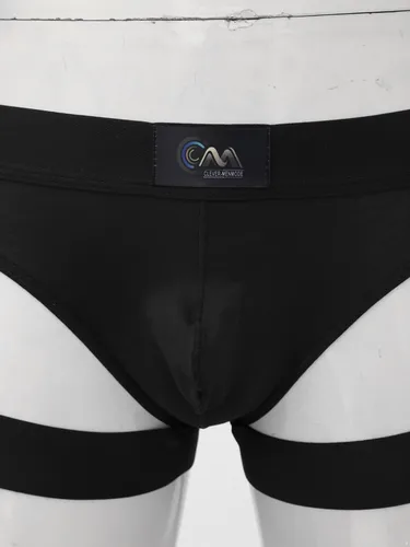 Vista 4 de Conjunto de lencería sexy de nailon para hombre, con cinturón y liguero