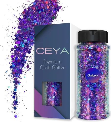 Vista 8 de Ceya - Juego de purpurina camaleón gruesa de 18 colores, 6.3 oz/180 g, polvo de purpurina artesanal con cambio de color, cada 15 ml, copos