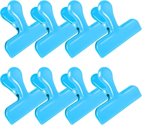 Vista 7 de Pinzas para bolsas, clips de acero inoxidable resistentes, paquete de 8, gran cierre para bolsas de alimentos, ideal para sellar bolsas de café Negro