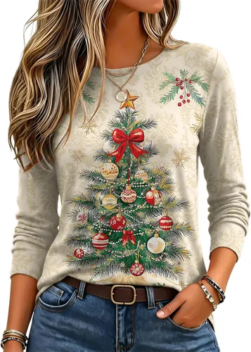 Vista 27 de Zeagoo Paquete de 3 camisetas de manga larga para mujer, estilo casual, suave, cuello redondo, básicas, ropa de otoño Z Rayas Azul 273