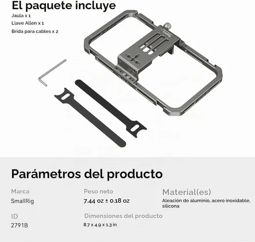 Vista 6 de SmallRig - Plataforma universal de video para teléfono inteligente para iPhone 17 16 15 14-2791B Jaula de teléfono de aleación de aluminio