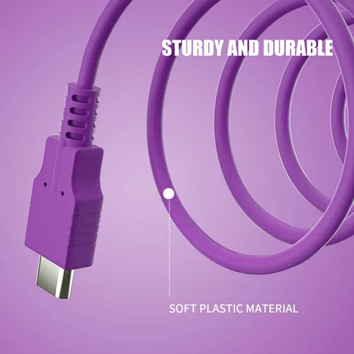 Vista 2 de ECHZOVE Cable morado compatible con Nintendo Switch y Switch modelo OLED, accesorios morados para Switch lite