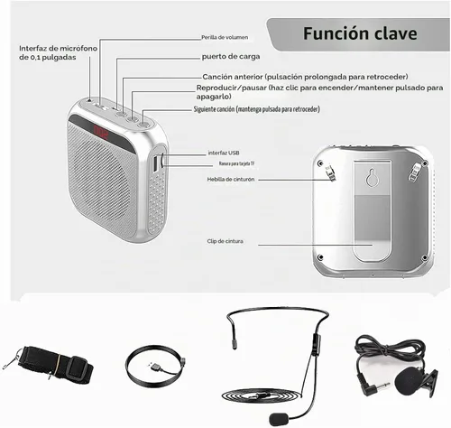 Vista 2 de Amplificador de voz portátil para profesores, micrófono recargable