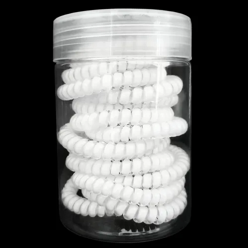 Vista 2 de 15 lazos para el cabello en espiral, sin pliegues, cable de teléfono, bobinas de plástico para el cabello en blanco