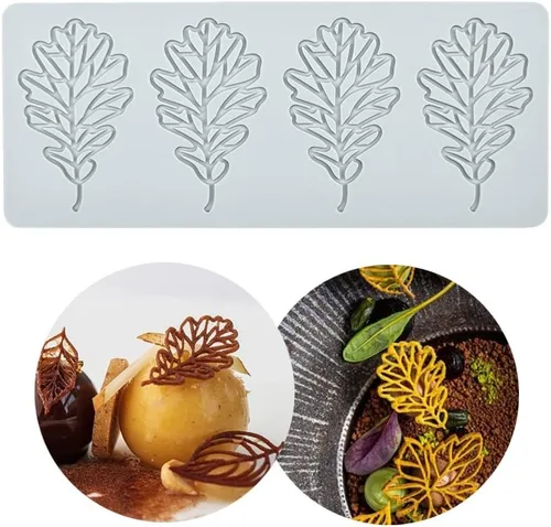 Vista 21 de Moldes de silicona de hojas huecas, moldes de chocolate con forma de corazón, geometría, molde de silicona 3D, molde de hojas de caramelo