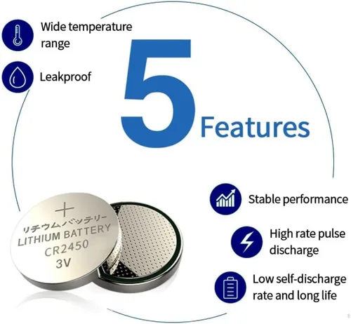 Vista 2 de 10 unids CR2450 batería 550mAh 3V CR2450 KCR2450 5029LC LM2450 CR2450H pilas de botón para juguete velas sin llama reloj