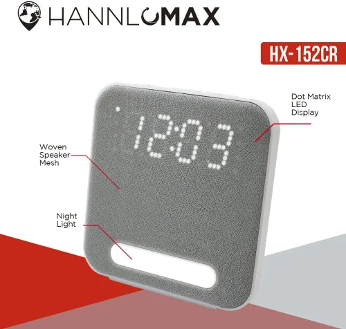 Vista 3 de HANNLOMAX Radio despertador HX-152CR, radio PLL AM/FM, reloj digital con alarma doble, luz nocturna. (gris)