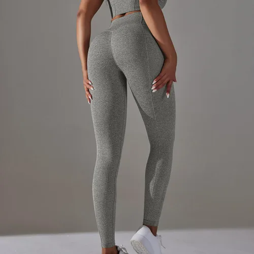Vista 2 de Pantalones de yoga para mujer, de longitud alta, cintura alta, levantamiento de cadera, pantalones de yoga ajustados, pantalones de yoga