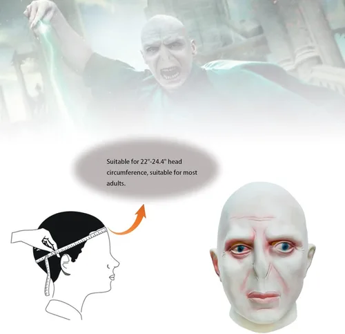 Vista 3 de Máscara de bruja espeluznante para cosplay, disfraz de terror de látex de terror, máscara de cabeza completa