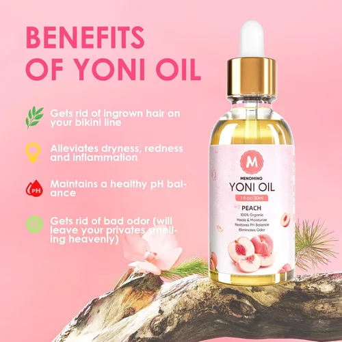 Vista 5 de Paquete de 2 aceite Yoni para mujeres, producto orgánico de cuidado femenino de melocotón, aceite esencial de Yoni 100% natural, 1 fl oz/1.0 fl oz/pc