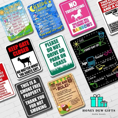 Vista 6 de Honey Dew Gifts - Cartel de estilo pizarra de tiza como accesorio para toma de fotos en la escuela, kínder, preescolar, letrero de estaño