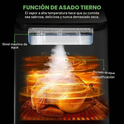 Vista 2 de Nutrichef Ablandador eléctrico de freidora de aire de 6.3 cuartos de galón 12-1 funciones de cocción preestablecidas Incluye función