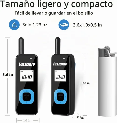 Vista 2 de T-M1 Super Mini Walkie Talkies con auriculares, paquete de 2, 96h M1-negro-paquete de 2