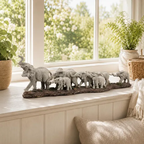 Vista 3 de Comfy Hour - Estatua decorativa de elefante africano extra grande de 15.55 pulgadas, escultura realista de resina de vida silvestre de safari