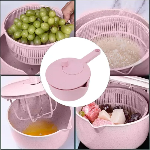 Vista 3 de Girador de lechuga multiusos rápido y fácil, gran ensalada, secadora de verduras, almacenamiento compacto, para lavar, limpiar y secar verduras
