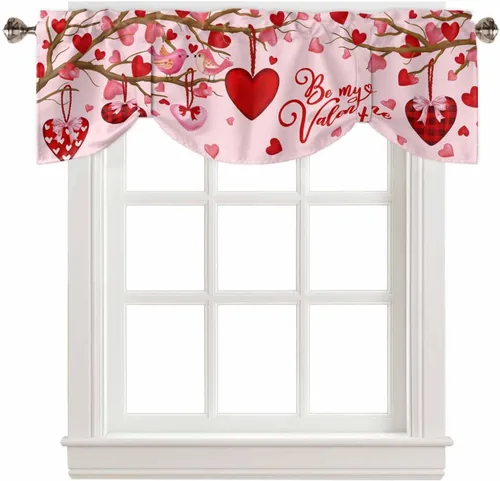 Vista 19 de Cenefa de primavera con amarre para ventanas de cocina, cenefas de cortina con lindos huevos coloridos de conejo, 42 x 12 pulgadas, 1 panel