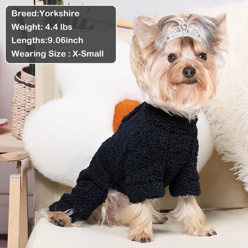 Vista 6 de Pijamas de forro polar para perros pequeños, ropa de cachorro de 4 patas para perro, pijamas para perros pequeños para otoño e invierno, ropa cálida