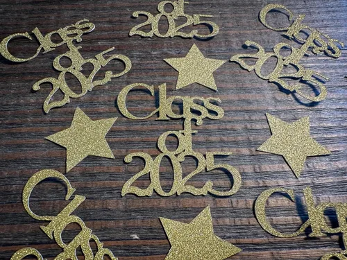 Vista 3 de Gold Class of 2025 Graduation Party Confetti with Gold