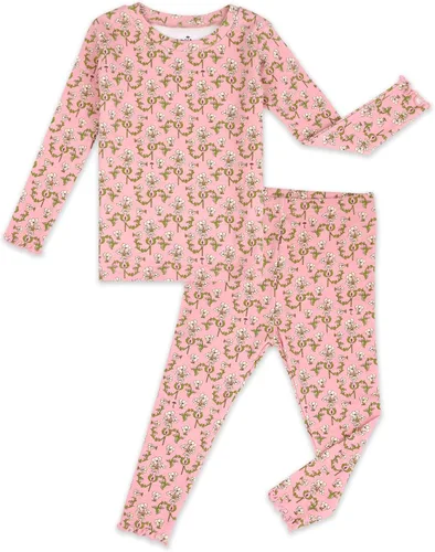 Vista 23 de moimoln 6M-8Y Pijama floral para bebé y niña pequeña, suave, modal, algodón, transpirable, ajustado, manga larga, conjunto de ropa de dormir A_baya