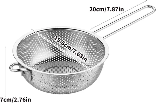 Vista 5 de Stainless Steel Colander Basket Easy to Use and Comfortable Grip Portable Strainer for Kitchens Multipurpose Use