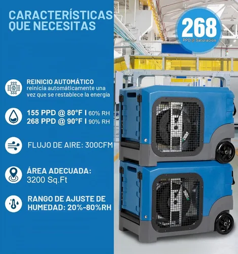Vista 3 de Mounto MOUNTO - Deshumidificador compacto comercial LGR de 268 Pints con bomba y manguera de drenaje, deshumidificador portátil LGR con ruedas