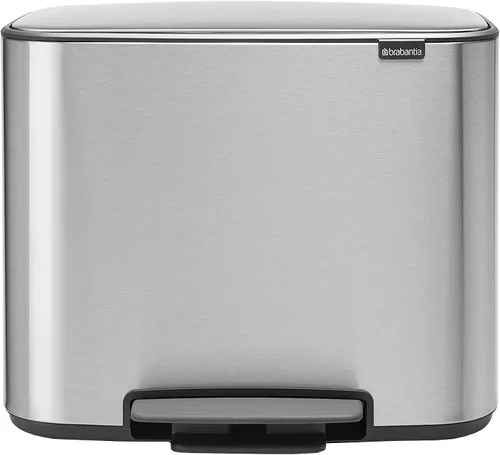 Vista 20 de Brabantia Bo - Basurero de cocina con compartimento individual, color negro mate, cubo interior de 9.5 galones, cubo de basura de cierre suave