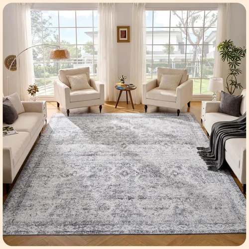 Vista 237 de Istana Alfombra larga antideslizante de 2.5 x 8 para el hogar, para pasillo y cocina, lavable, sedosa y suave al tacto, elegante, color azul y marfil