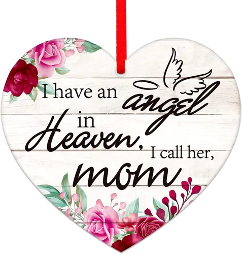 Vista 9 de SICOHOME Adorno conmemorativo para abuela, recuerdo con texto en inglés "I Have an Angel in Heaven", regalos de condolencias por la pérdida