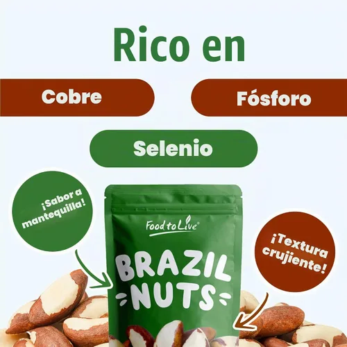 Vista 5 de Nueces de Brasil orgánicas Food to Live® (crudas, sin cáscara)