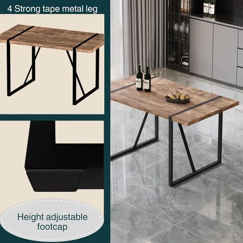 Vista 4 de Juego de mesa de comedor moderno para 4, juego de mesa y sillas de cocina de madera, juego de mesa de comedor de 5 piezas con 1 mesa de MDF y 4