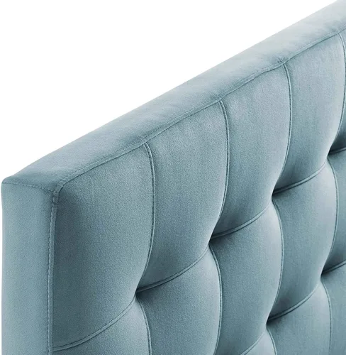 Vista 5 de Modway Lily Queen - Cabecera capitoné estilo biscuit de terciopelo de alto rendimiento, color azul claro