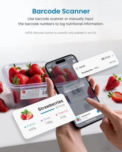 Vista 4 de RENPHO Báscula digital de cocina inteligente, báscula de peso de alimentos con calculadora nutricional, báscula de gramos para pérdida de peso, Negro