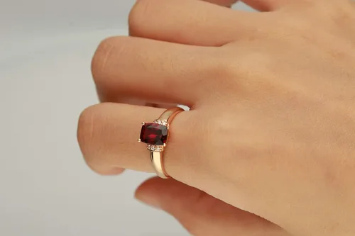 Vista 2 de Gin & Grace Anillo de diamante de granate natural de oro rosa púrpura de 10 quilates (I1) con joyería de uso diario para mujeres, regalos para ella