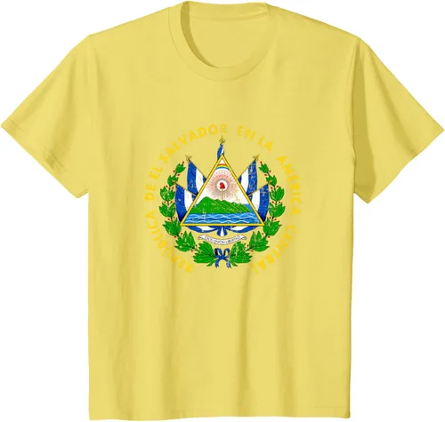 Vista 52 de Escudo de armas de El Salvador Salvadoran Distressed Design T-Shirt