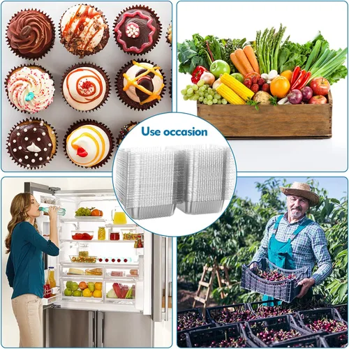Vista 6 de 250 unidades de 5 x 5 pulgadas Clamshell bandeja para llevar recipientes de plástico con bisagras para alimentos, caja de comida desechable