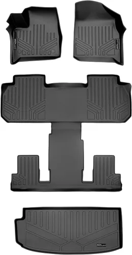 Vista 13 de SMARTLINER Juego de alfombrillas de piso de 2 filas compatibles con Chevrolet Traverse 2011-2017