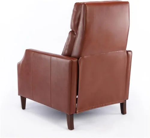 Vista 8 de Balantyne - Sillón reclinable de piel sintética color caramelo con patas de madera