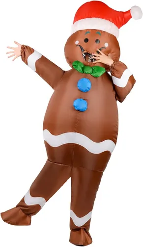 Vista 2 de Disfraz inflable para adultos, Navidad, Halloween, fiesta, cosplay, traje de hombre y mujer, disfraz divertido de cuerpo completo